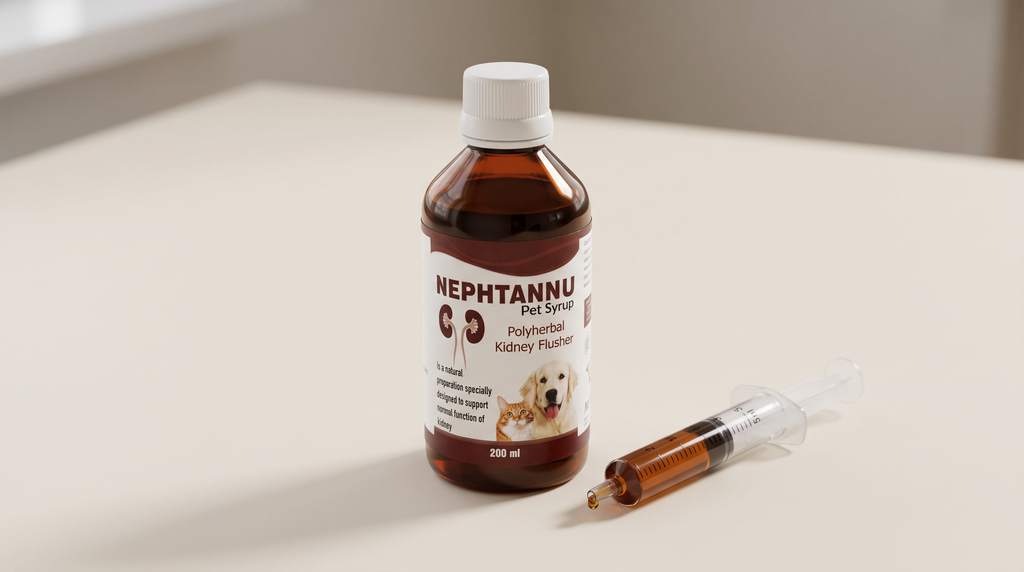 Herbiovet NjurBalans – kreativ bild med doseringsspruta